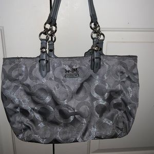 Coach Gray Silver Mia  Sateen Signature Metallic